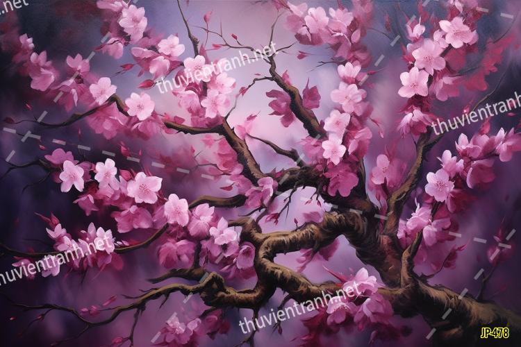 Tranh dán tường hoa anh đào-JP-478 - Tranh tường chất lượng cao